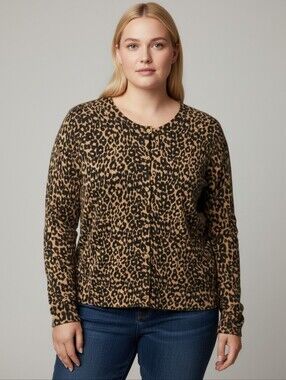 Joe Fresh Leopard Print Crew Cardigan
